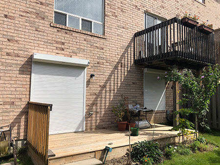 Backyard with security shutters